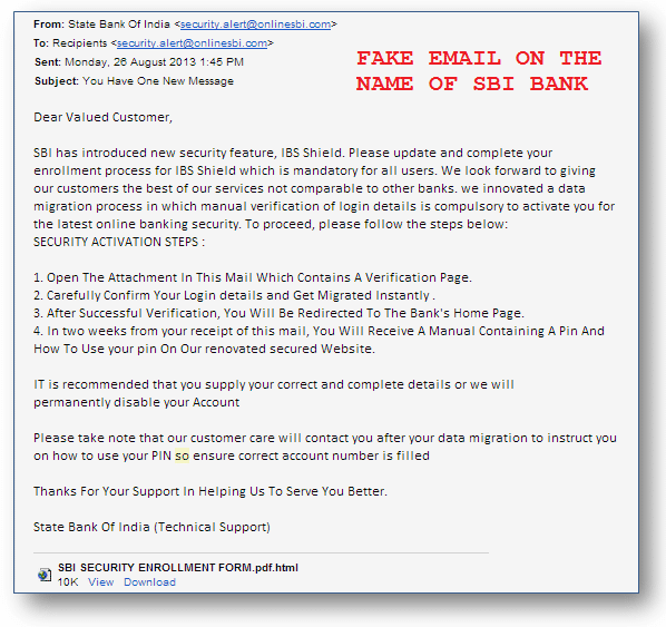 Fake Mail from Bank
